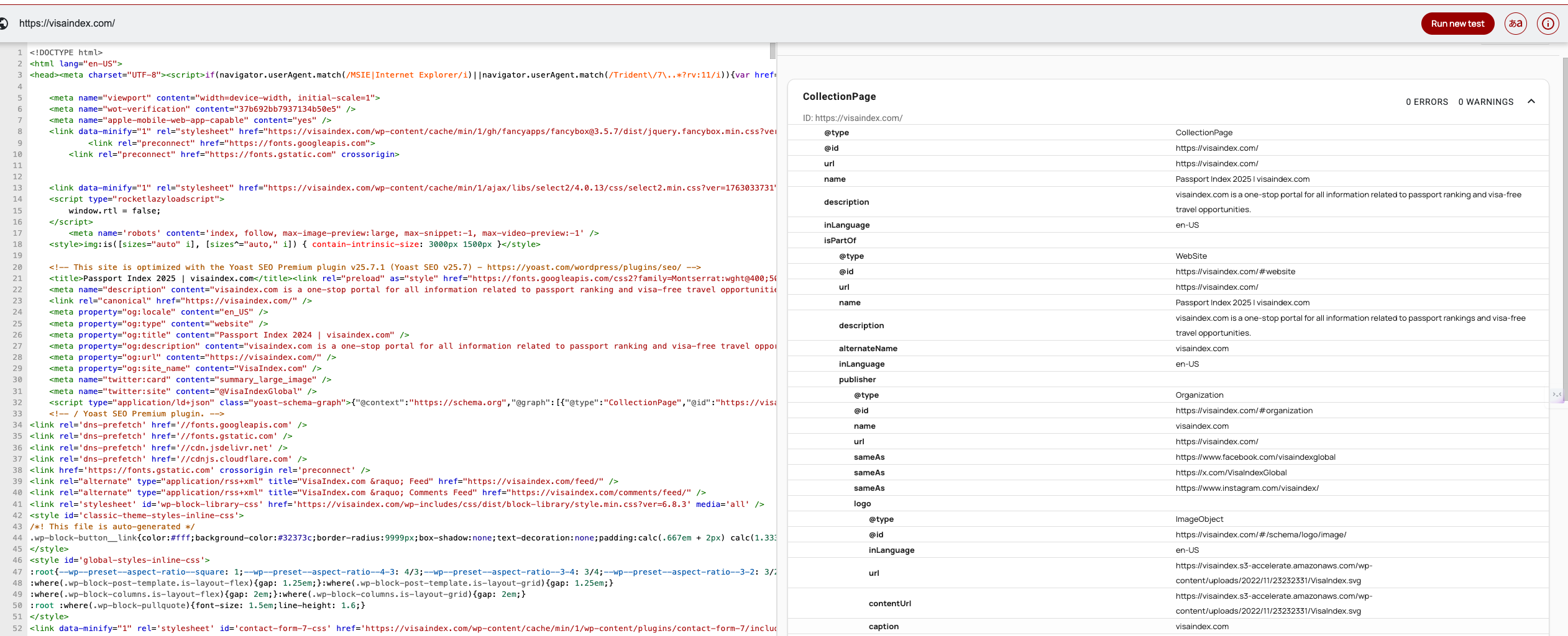 Schema validation for site